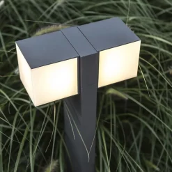 Moderne LED buitenlamp dubbele kubus op paal IP54><noscript><img width=