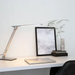 Moderne LED bureaulamp geborsteld staal verstelbaar><noscript><img width=