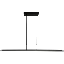 Moderne LED hanglamp balk mat zwart met smoke glas>Straluma
