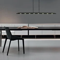 Moderne LED hanglamp balk mat zwart met smoke glas><noscript><img width=