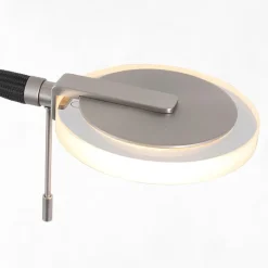 Moderne LED uplighter staal met helder glas en leesarm><noscript><img width=