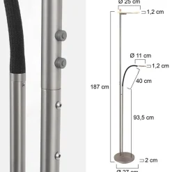 Moderne LED uplighter staal met helder glas en leesarm><noscript><img width=