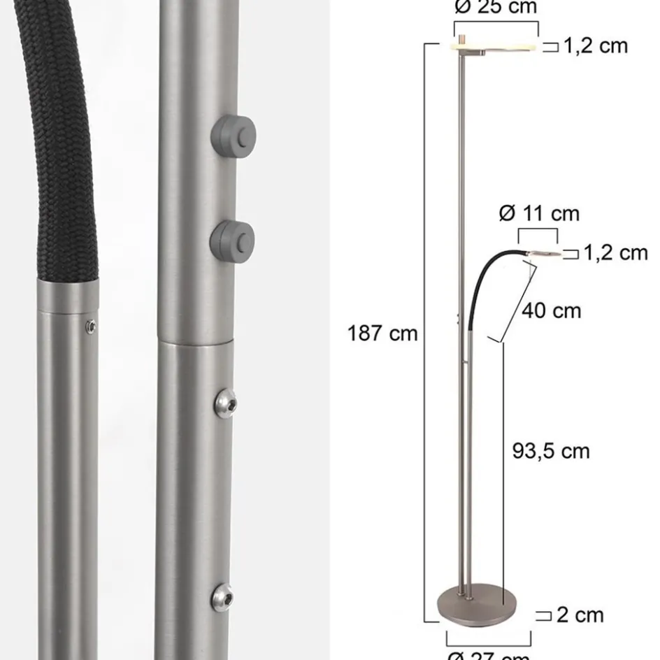 Moderne LED uplighter staal met helder glas en leesarm>Straluma Sale