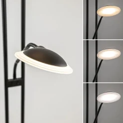 Moderne LED vloerlamp met uplighter en leeslamp mat zwart><noscript><img width=
