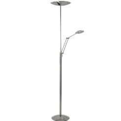Moderne LED vloerlamp nikkel met uplighter en leeslamp>Straluma Sale