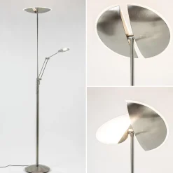 Moderne LED vloerlamp nikkel met uplighter en leeslamp>Straluma Sale