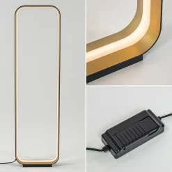 Moderne LED vloerlamp zwart/goud dim to warm><noscript><img width=