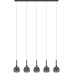 Moderne 5-lichts eettafelhanglamp zwart met dubbel glas>Straluma Discount