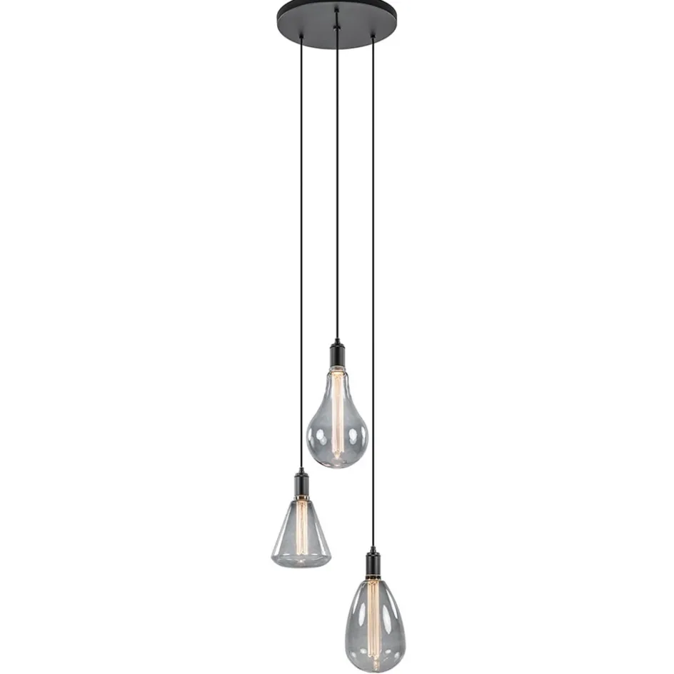 Moderne 3-lichts hanglamp zwart exclusief bronnen>Straluma Discount