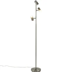 Moderne 3-lichts vloerlamp nikkel met 3-standen dimbaar LED>Straluma Discount