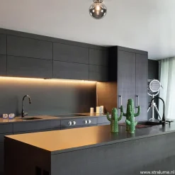 Moderne plafondlamp nikkel met smokey glas><noscript><img width=