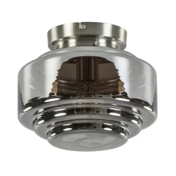 Moderne plafondlamp nikkel met smokey glas>Straluma New