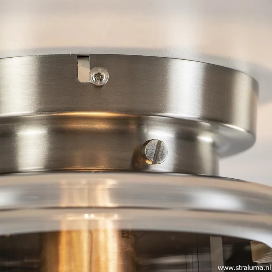 Moderne plafondlamp nikkel met smokey glas>Straluma New