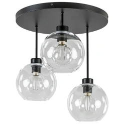 Moderne plafondlamp zwart met 20 cm helder glas>Straluma