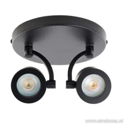Moderne plafondspot mat zwart 2-lichts><noscript><img width=