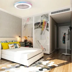 Moderne plafondventilator wit inclusief LED en color><noscript><img width=