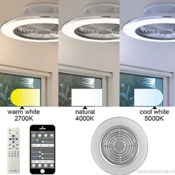 Moderne plafondventilator wit incl. LED><noscript><img width=