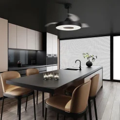 Moderne plafondventilator zwart met dimbaar LED><noscript><img width=