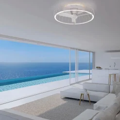 Moderne plafondventilator wit inclusief LED verlichting><noscript><img width=