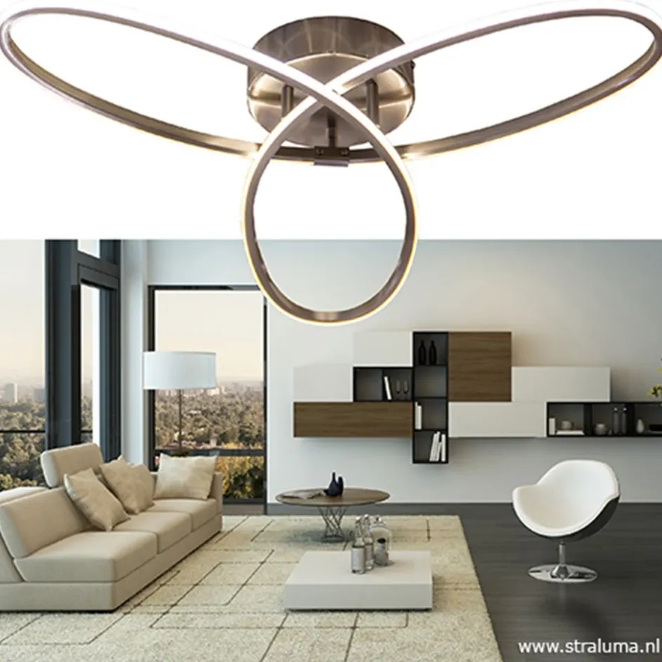 Moderne plafonnière nikkel met LED>Straluma Hot