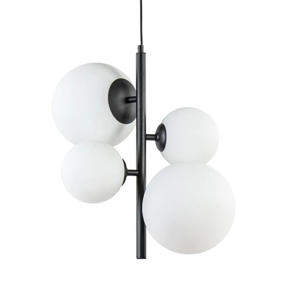 Moderne retro hanglamp zwart met witte bollen>Straluma Sale