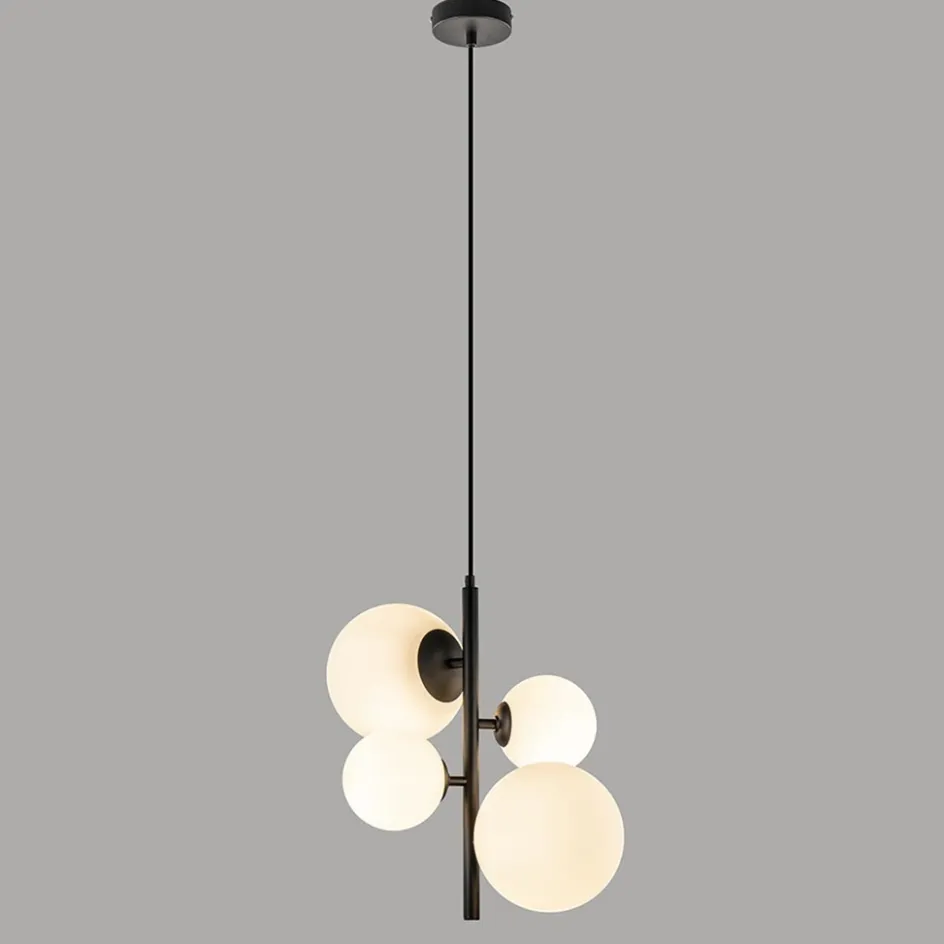 Moderne retro hanglamp zwart met witte bollen>Straluma Sale