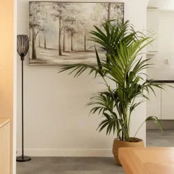 Moderne staande lamp met draad kap mat zwart><noscript><img width=