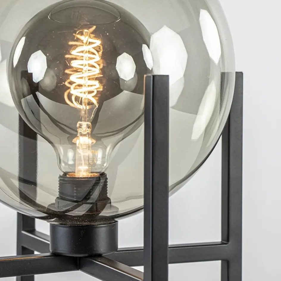 Moderne tafellamp frame met smoke glazen bol>Straluma New