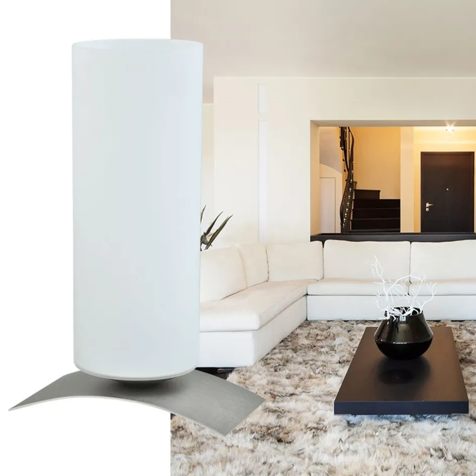 Moderne tafellamp Oblica zuil nikkel>Straluma Online