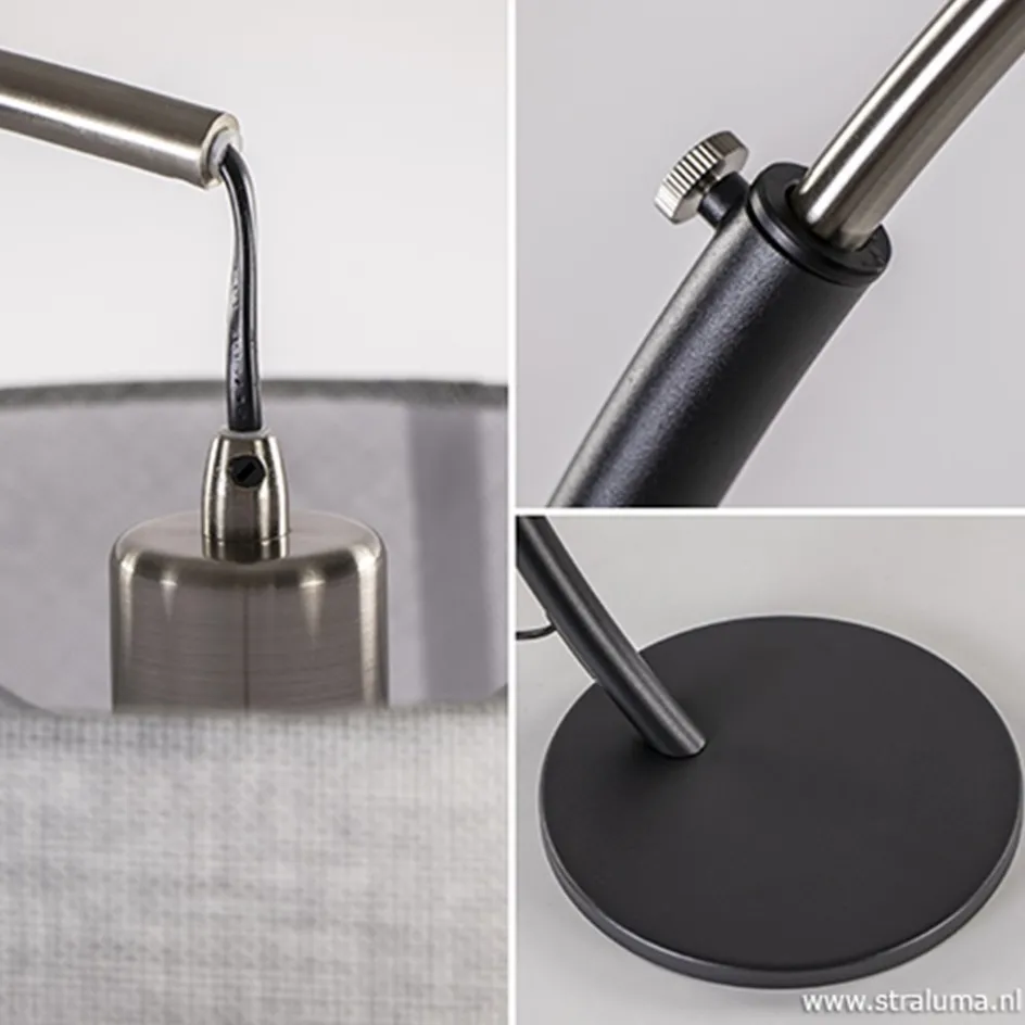 Moderne tafellamp zwart nikkel incl. kap>Straluma