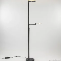Moderne uplighter/leeslamp zwart met smoke glas>Straluma Online