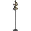 Moderne vloerlamp grijs/goud met amber glas>Straluma Hot