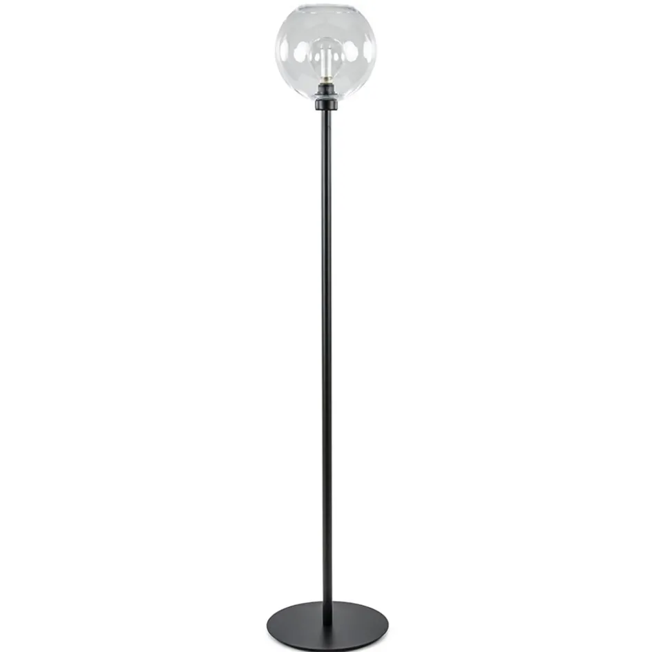 Moderne vloerlamp zwart met helder glazen kap>Straluma Clearance