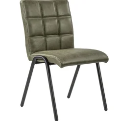 Olijf groene eettafelstoel leder met zwarte pootjes>Straluma Hot