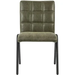 Olijf groene eettafelstoel leder met zwarte pootjes>Straluma Hot