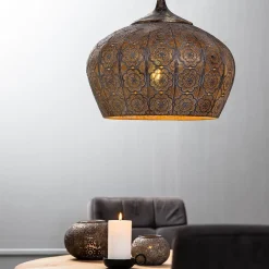 Oosterse hanglamp Emine bruin/goud metaal><noscript><img width=