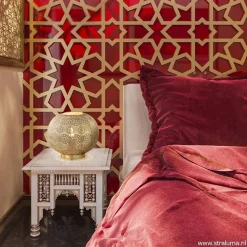 Oosterse tafellamp rond antiek messing><noscript><img width=