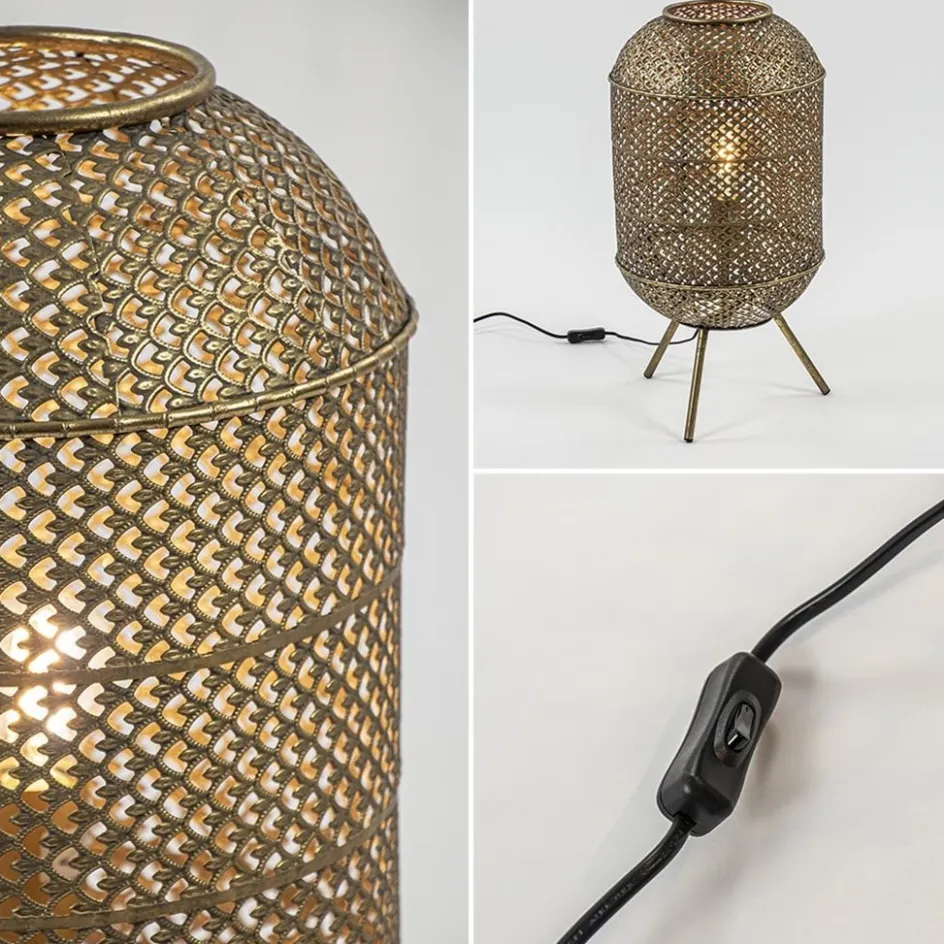 Oosterse vloer/tafellamp op pootjes goud>Straluma Discount