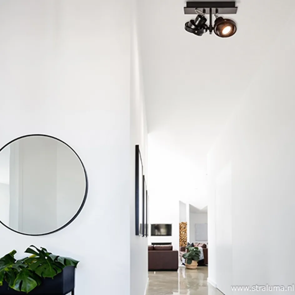 Opbouwspot balk zwart 2-lichts gu10 incl>Straluma New