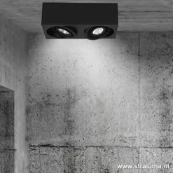 Opbouwspot box zwart 2-lichts led><noscript><img width=