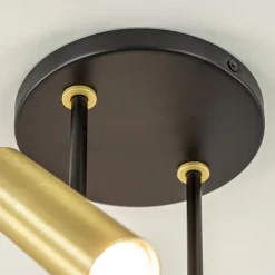 Opbouwspot 2-lichts rond zwart/brass verstelbaar><noscript><img width=