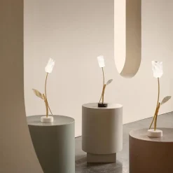 Oplaadbare LED tafellamp Tullip wit/goud><noscript><img width=