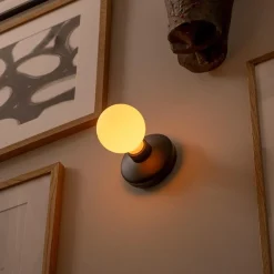 Oplaadbare wandlamp zwart incl frosted lichtbron><noscript><img width=