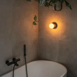 Oplaadbare wandlamp zwart incl frosted lichtbron><noscript><img width=