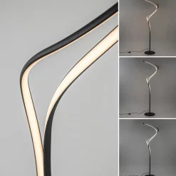 Organische vloerlamp zwart met dimbaar LED><noscript><img width=