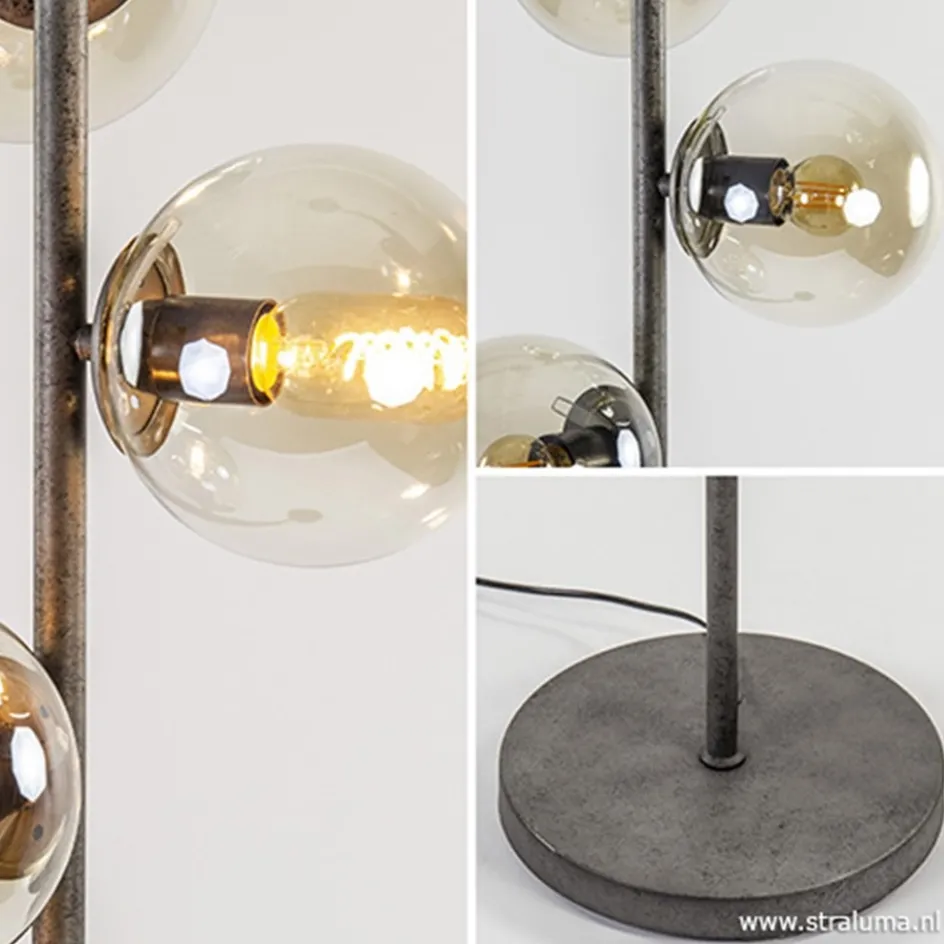 Oud zilveren vloerlamp met amber glas>Straluma Best