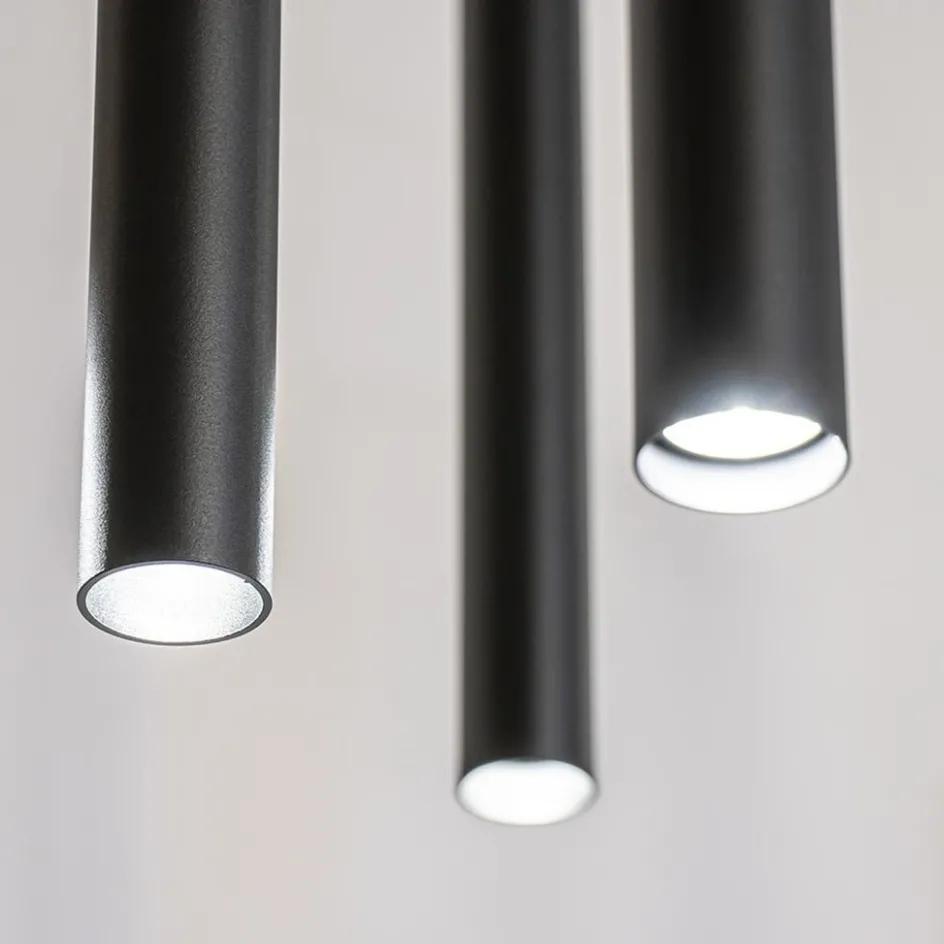 Ovale 8-lichts hanglamp tubes zwart metaal>Straluma Online