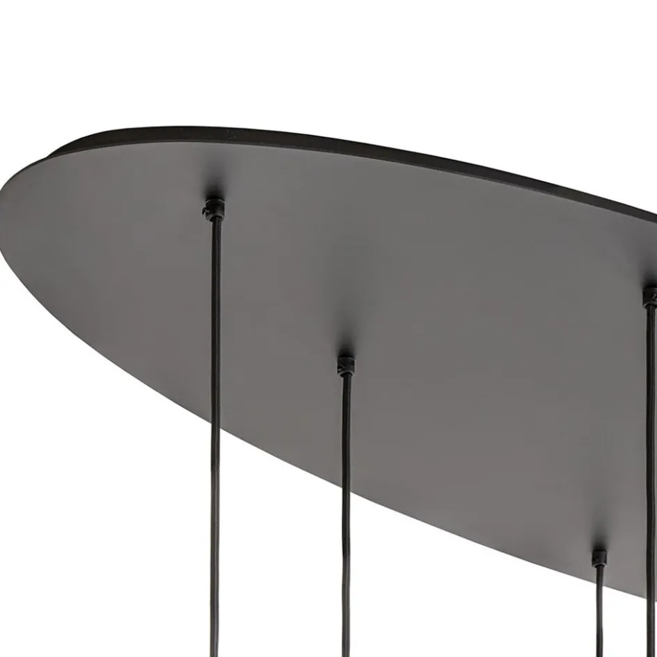 Ovale 8-lichts hanglamp tubes zwart metaal>Straluma Online