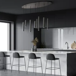 Ovale 8-lichts hanglamp tubes zwart metaal><noscript><img width=