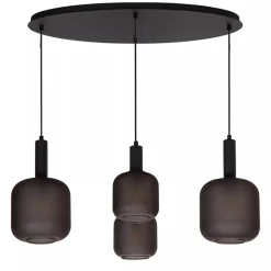 Ovale 4-lichts hanglamp zwart met mat zwart glas>Straluma Clearance
